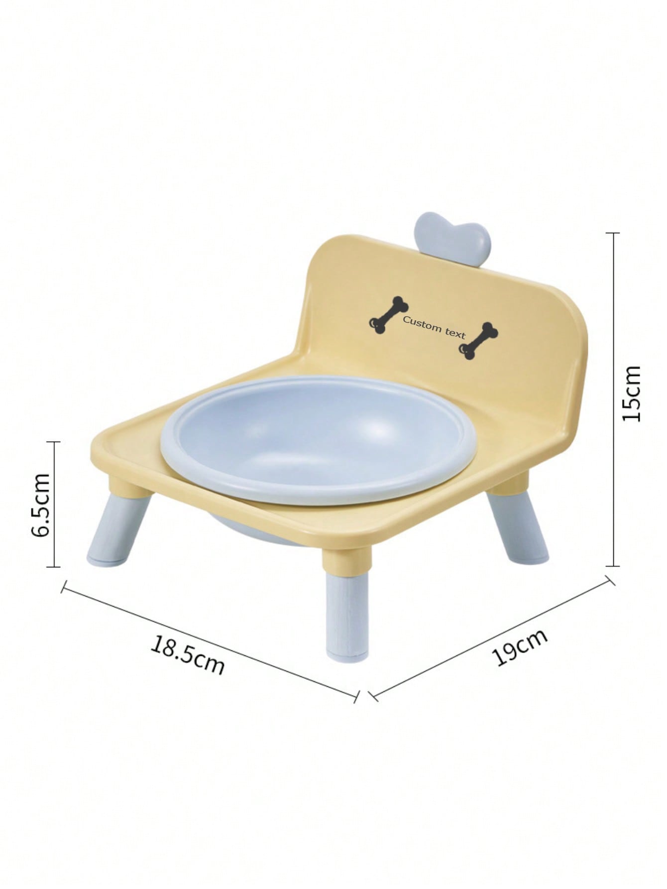 Customized Elevated Stainless Steel Plastic Dog Cat Bowl Set With Stand, Double Single Bowl Design, Small Dogs Cats, Heart Decor Splash Guard, Pet Feeder, Engraved Minimalist