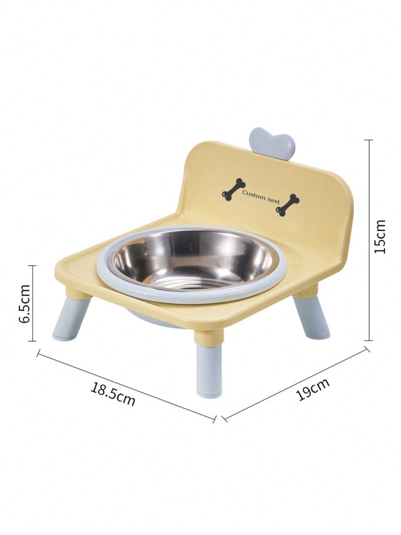 Customized Elevated Stainless Steel Plastic Dog Cat Bowl Set With Stand, Double Single Bowl Design, Small Dogs Cats, Heart Decor Splash Guard, Pet Feeder, Engraved Minimalist