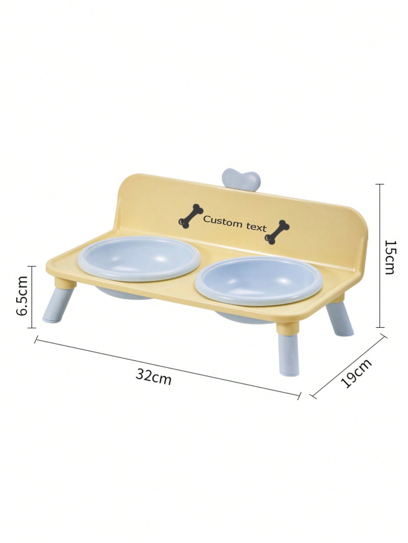 Customized Elevated Stainless Steel Plastic Dog Cat Bowl Set With Stand, Double Single Bowl Design, Small Dogs Cats, Heart Decor Splash Guard, Pet Feeder, Engraved Minimalist