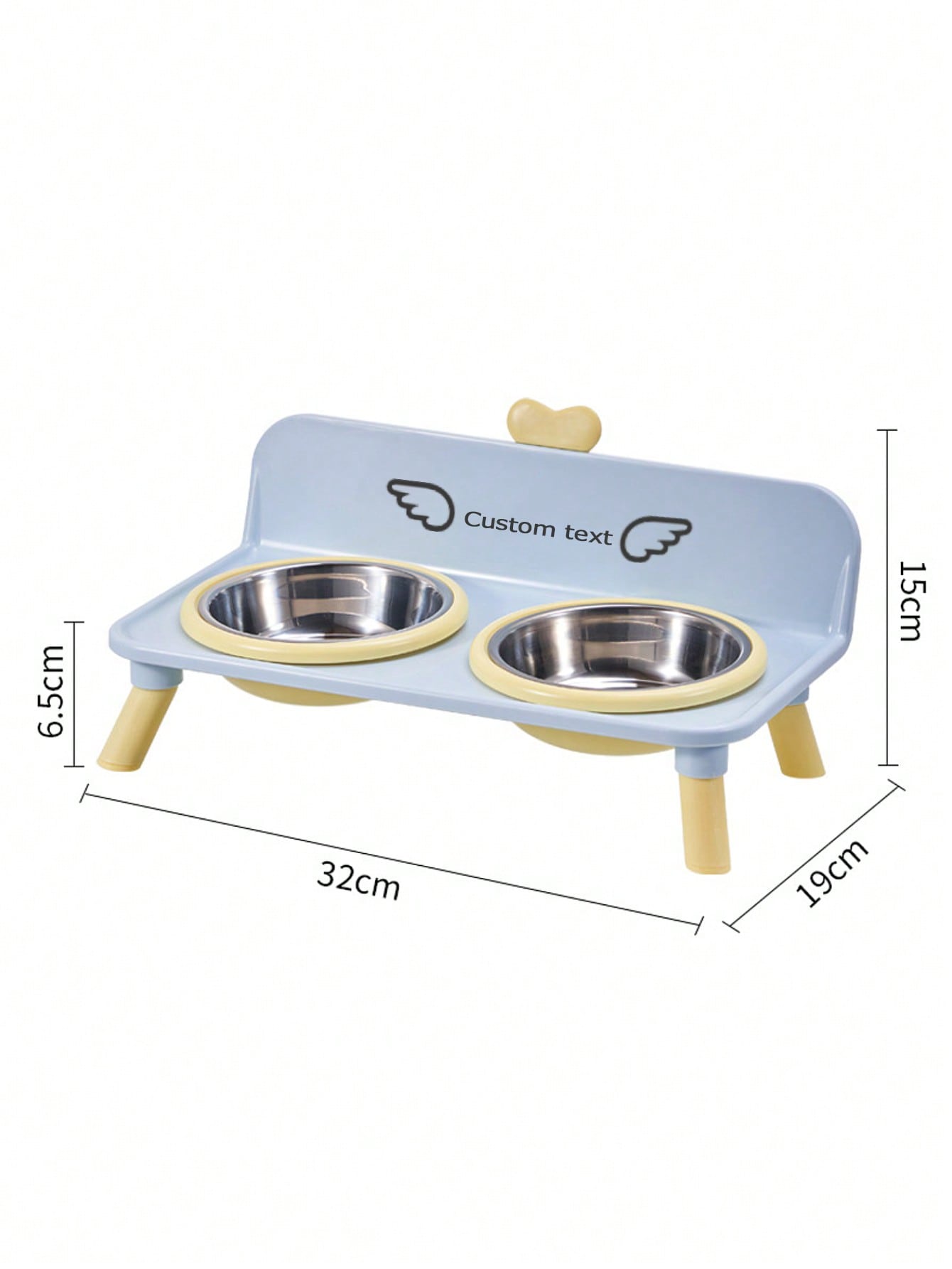 Customized Elevated Stainless Steel Plastic Dog Cat Bowl Set With Stand, Double Single Bowl Design, Small Dogs Cats, Heart Decor Splash Guard, Pet Feeder, Engraved Minimalist