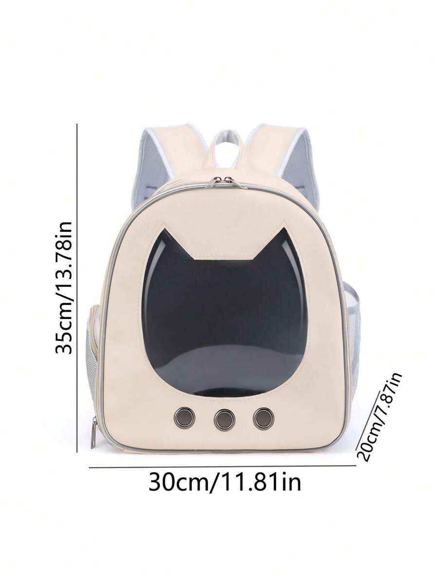 Multicolor double-shoulder cat backpack carrier made of PU material, designed for outdoor travel with cats and small dogs.