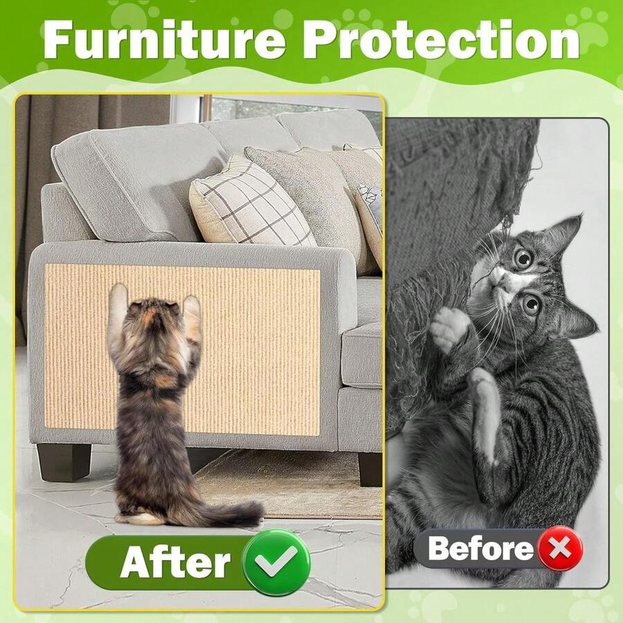 Trimmable polyester cat scratching mat and sofa corner protector pad measuring 30x100 cm in plain design.