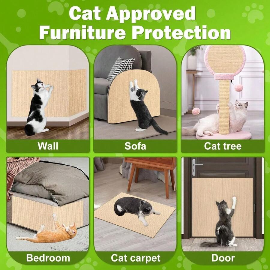 Trimmable polyester cat scratching mat and sofa corner protector pad measuring 30x100 cm in plain design.