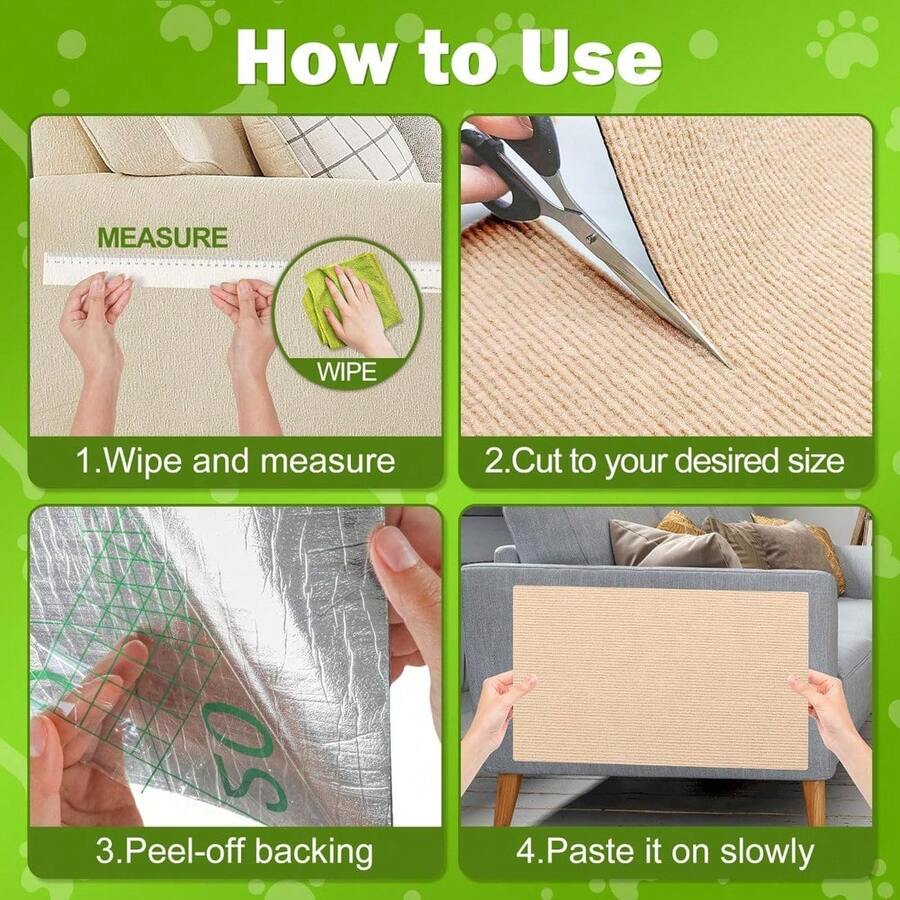 Trimmable polyester cat scratching mat and sofa corner protector pad measuring 30x100 cm in plain design.