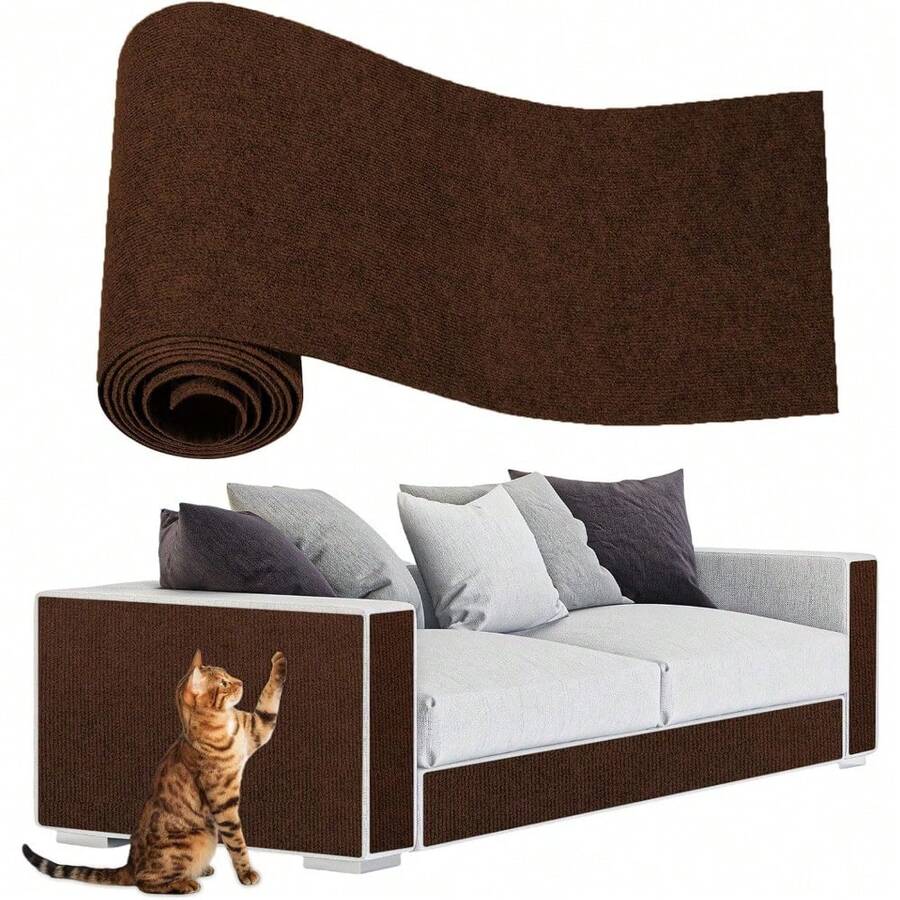 Trimmable polyester cat scratching mat and sofa corner protector pad measuring 30x100 cm in plain design.