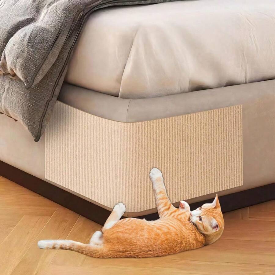 Trimmable polyester cat scratching mat and sofa corner protector pad measuring 30x100 cm in plain design.