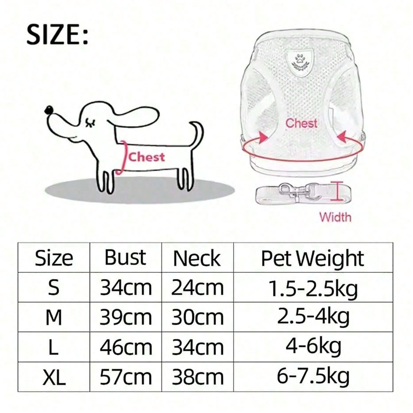 Multicolor polyester pet harness and leash set with breathable mesh, adjustable vest design, reflective details, and cartoon, colorblock, and plant patterns for small dogs and cats.