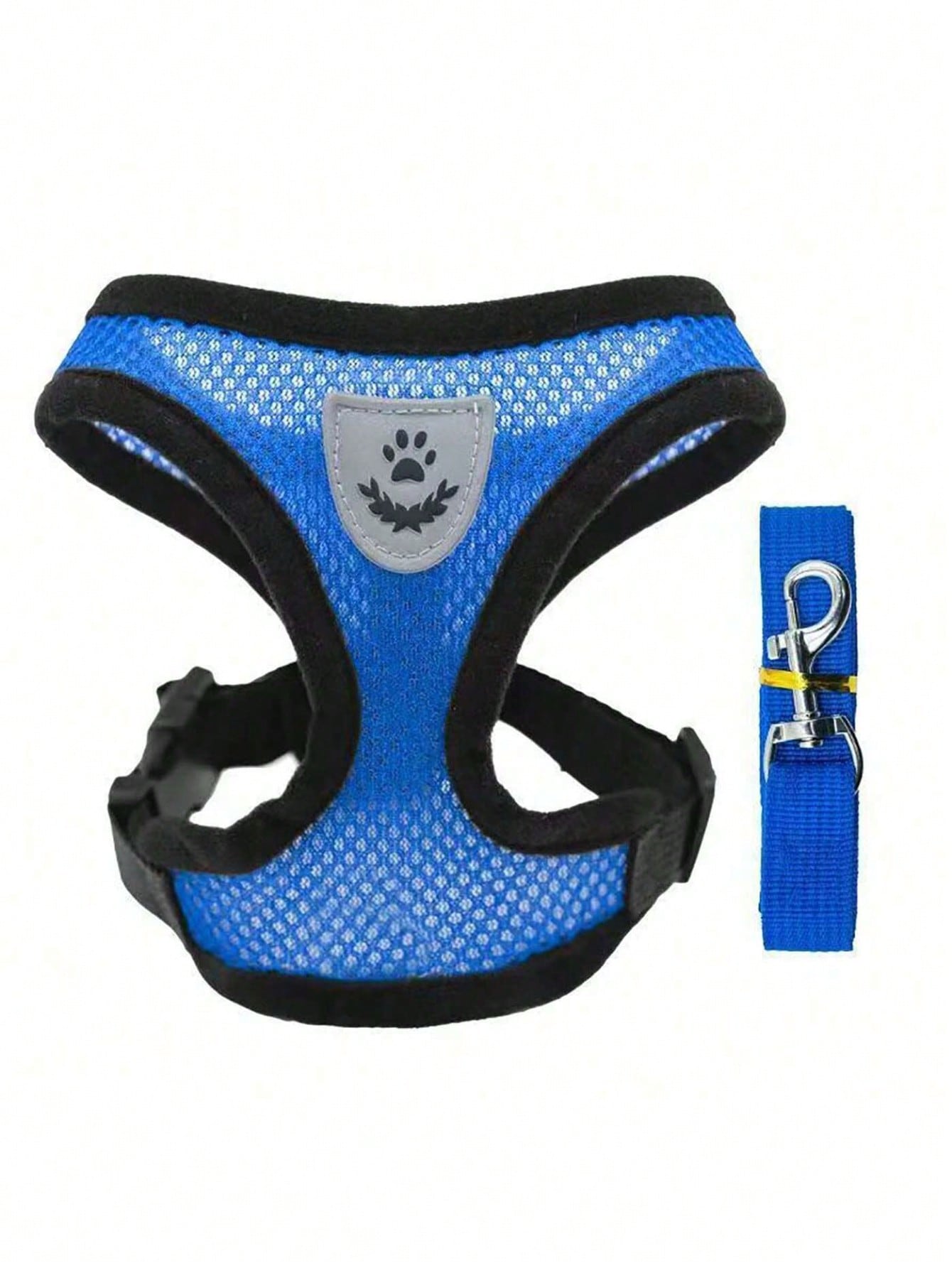 Multicolor polyester pet harness and leash set with breathable mesh, adjustable vest design, reflective details, and cartoon, colorblock, and plant patterns for small dogs and cats.