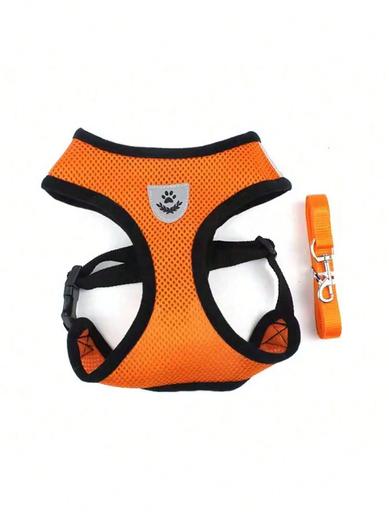 Multicolor polyester pet harness and leash set with breathable mesh, adjustable vest design, reflective details, and cartoon, colorblock, and plant patterns for small dogs and cats.