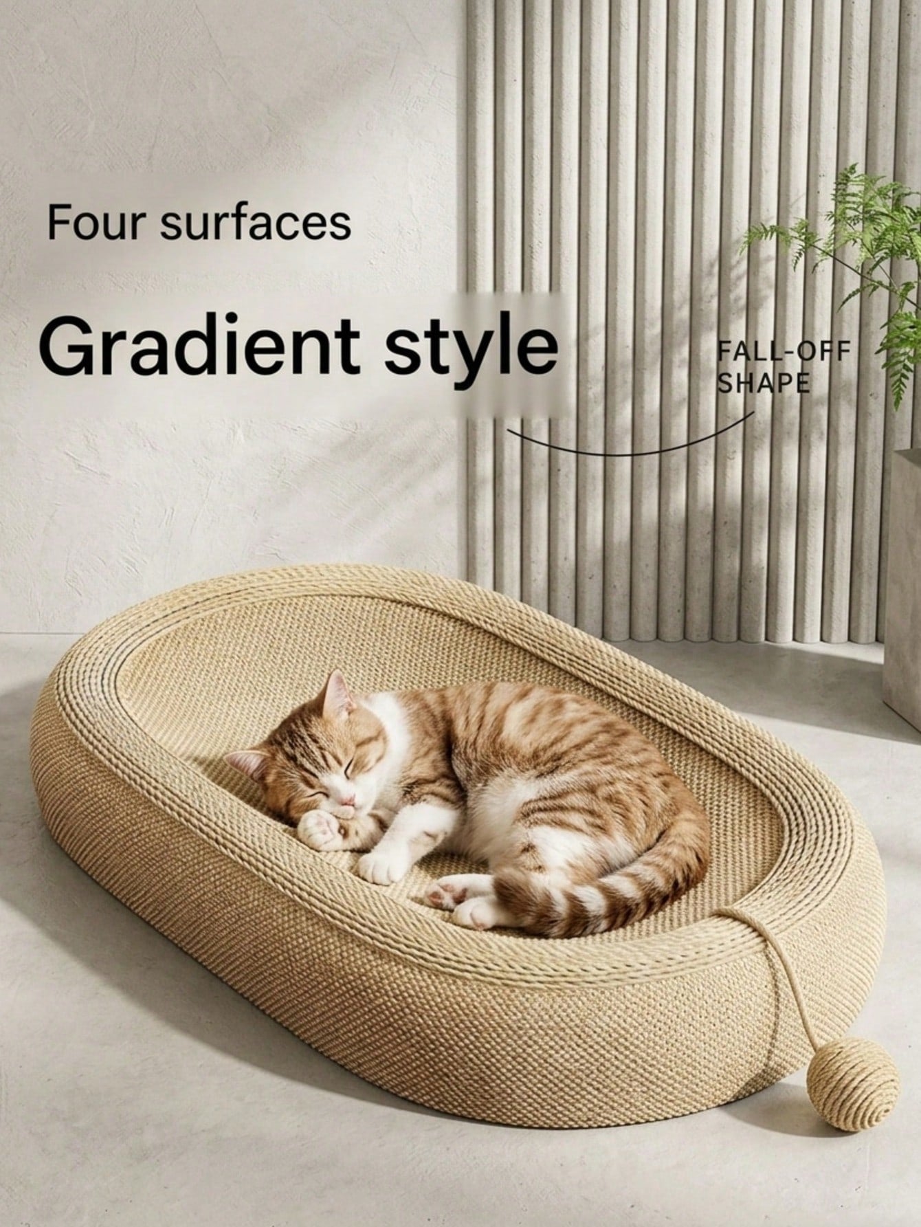 Large oval natural sisal cat scratching board and bed featuring durable non-shedding rope construction for cats.