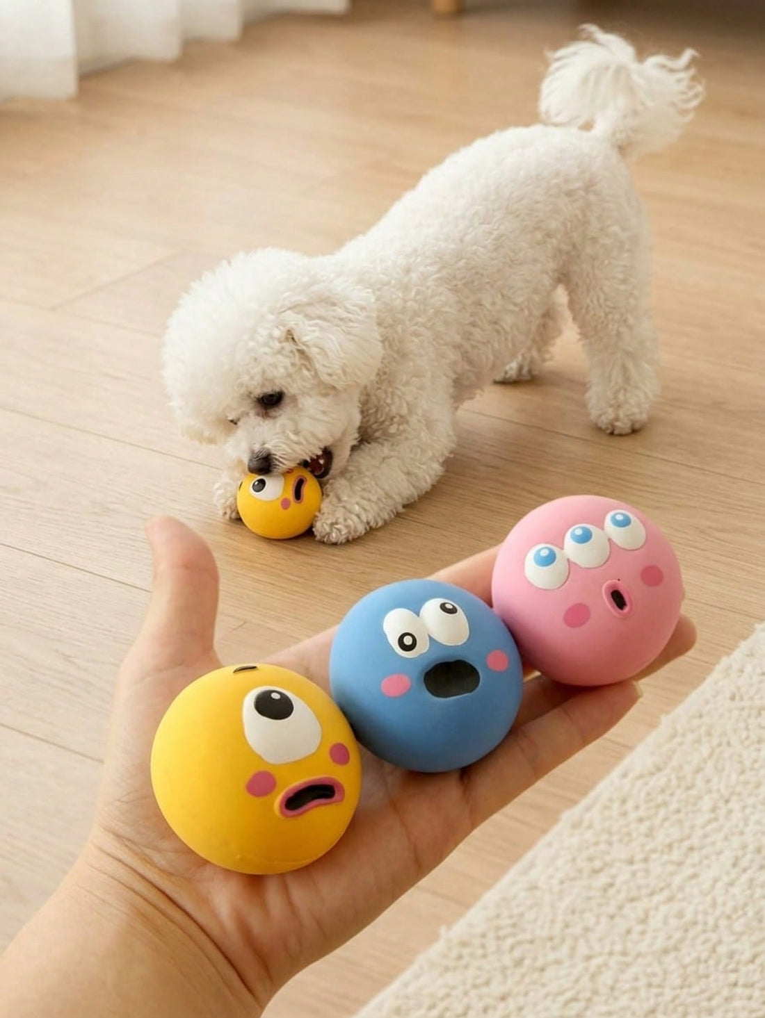 1/3pcs Dog Squeaky Toys, Cute Big Eye Design, Durable Rubber Material, Chew Toy For Teeth Cleaning, With Funny Squeaky Sound, Suitable For Interactive Training