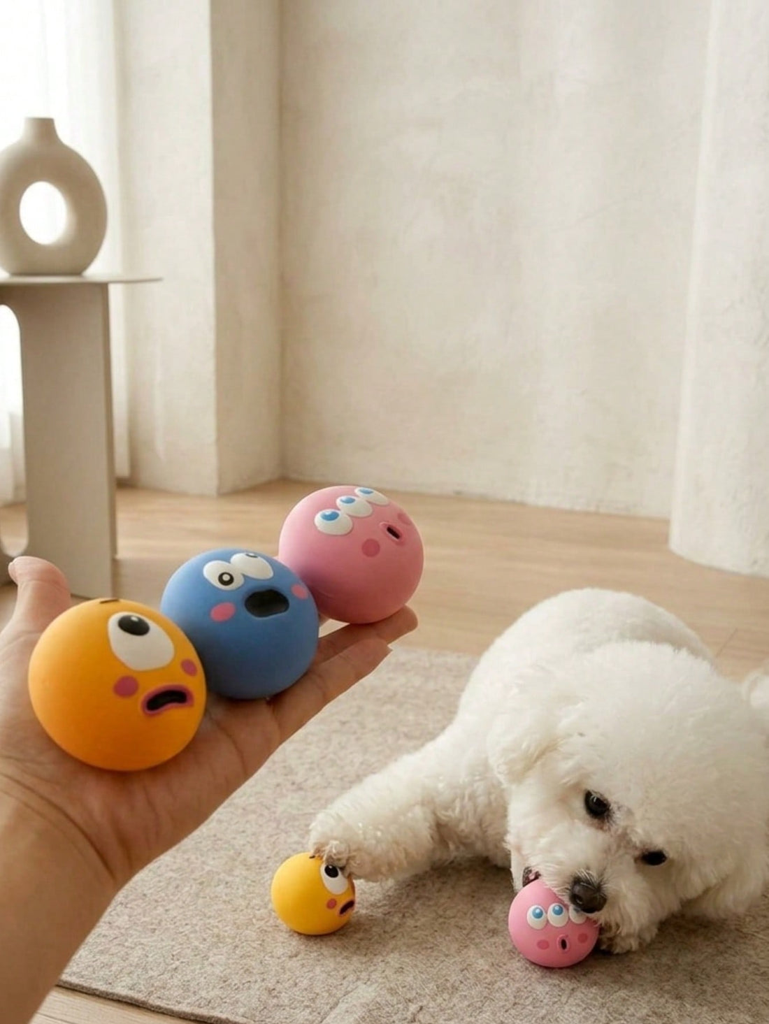 1/3pcs Dog Squeaky Toys, Cute Big Eye Design, Durable Rubber Material, Chew Toy For Teeth Cleaning, With Funny Squeaky Sound, Suitable For Interactive Training