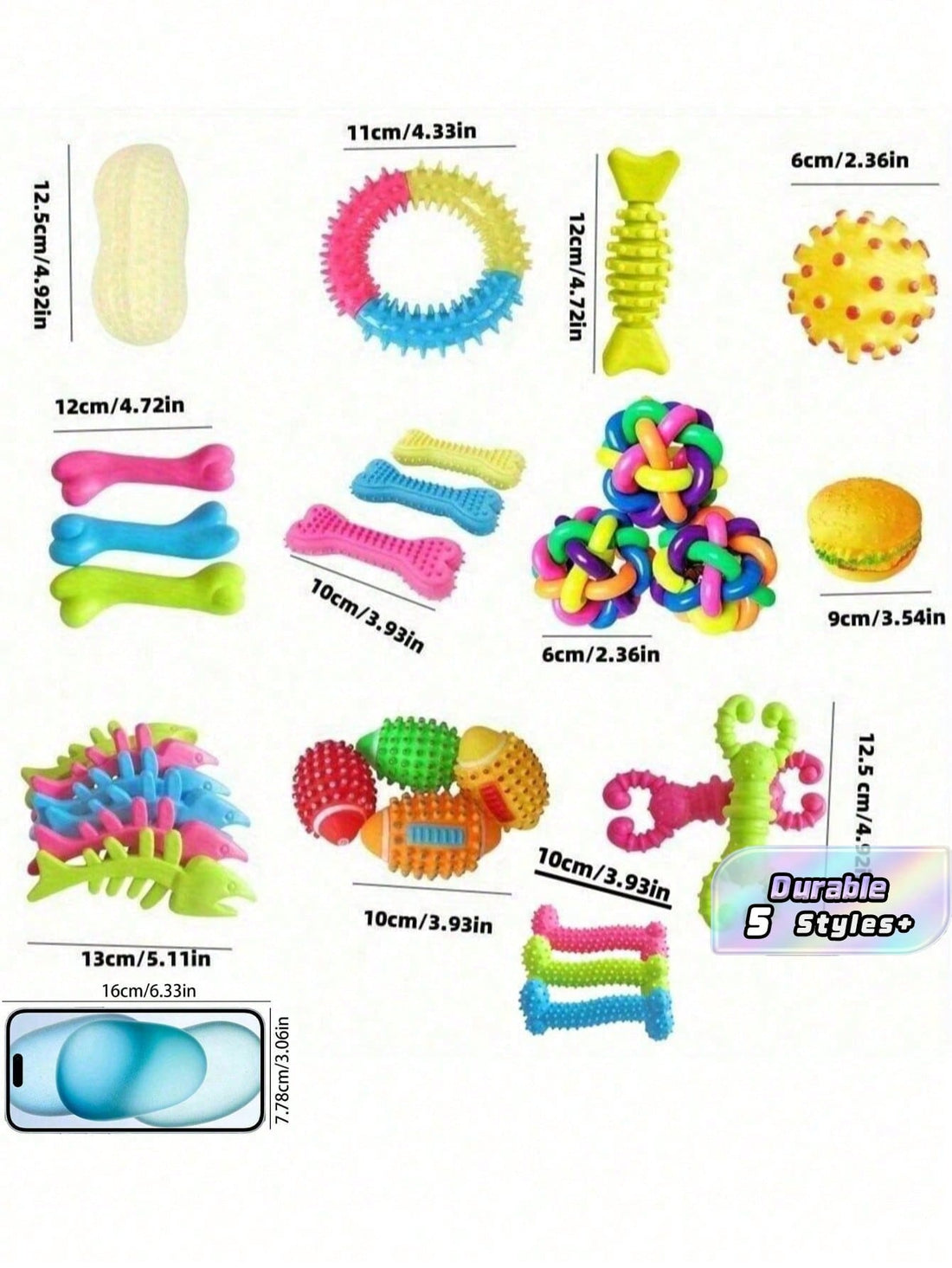 16-Piece Pack Of Sturdy, Bite-Resistant And Teething Dog Chew Toys - Spring/Summer Outdoor Vent Interactive Training Teething Toys In A Variety Of Shapes And Textures, Plastic Materials, Colors And Styles Cool It Is Suitable For Medium And Small-Sized