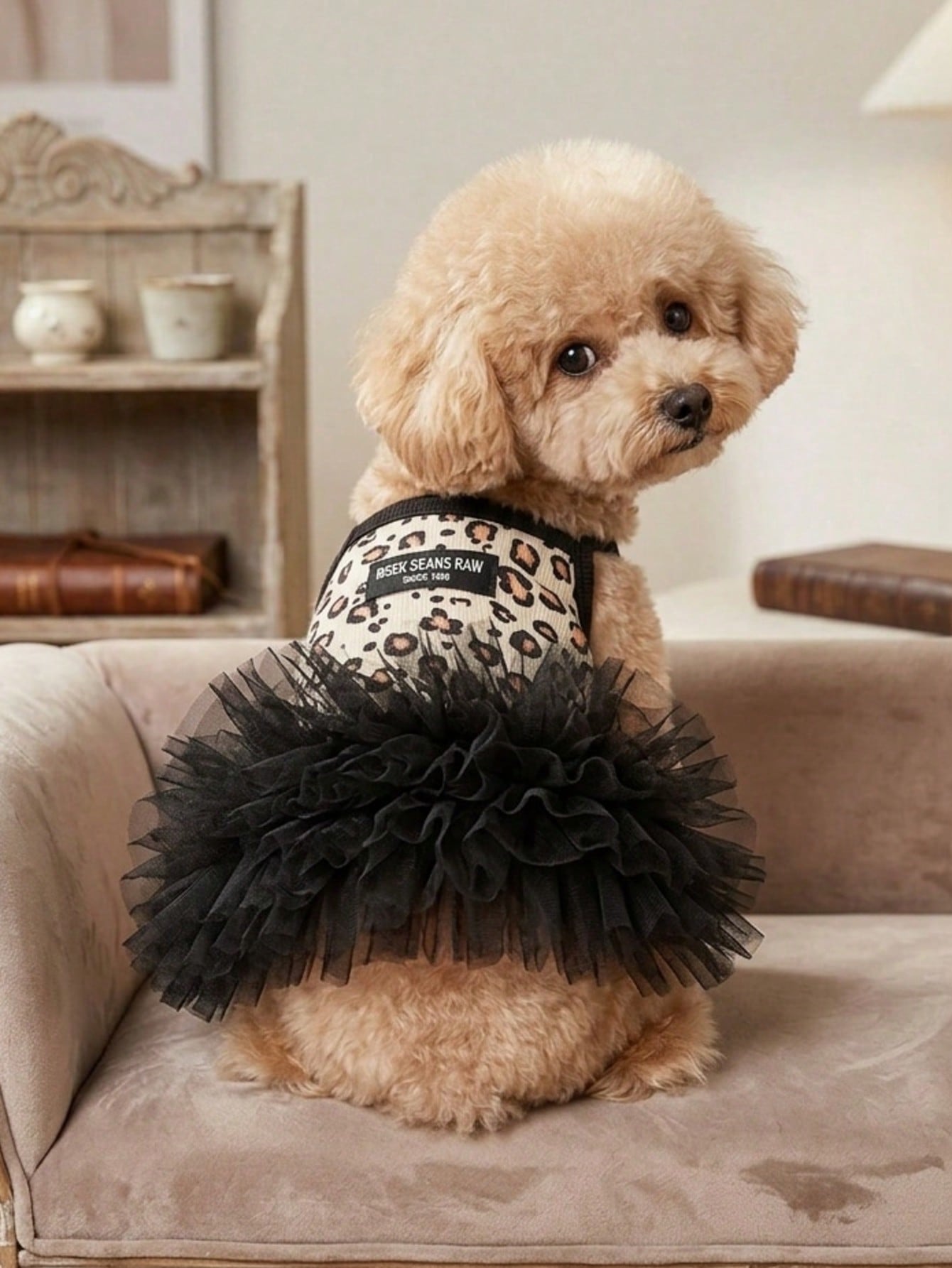 1PC Summer Fairy Leopard Mesh Suspender Dress For Dogs Cats, Anti-Shedding Skirt For Teddy Bichon Pomeranian Maltese