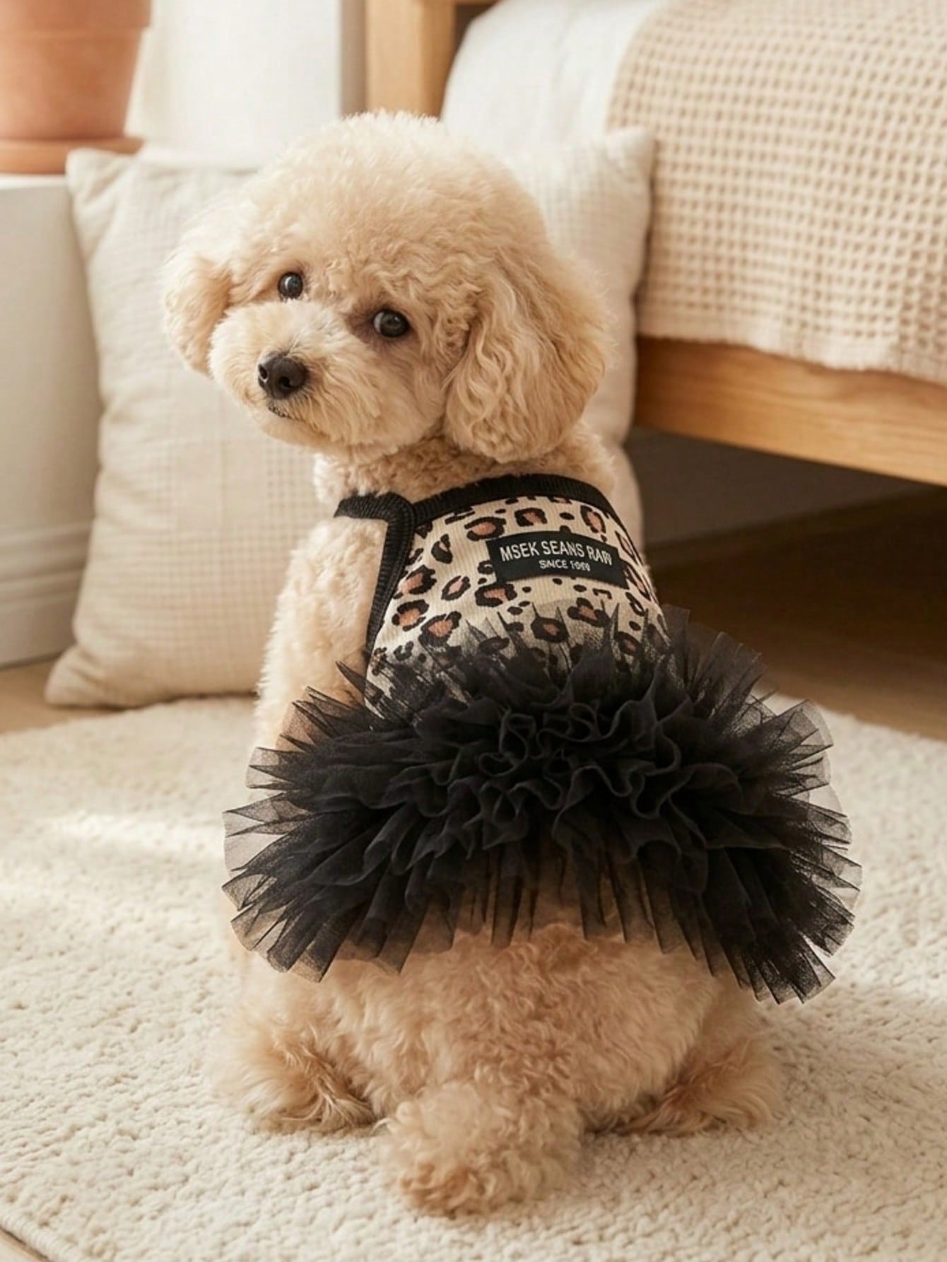 1PC Summer Fairy Leopard Mesh Suspender Dress For Dogs Cats, Anti-Shedding Skirt For Teddy Bichon Pomeranian Maltese