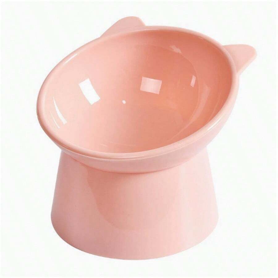 Multicolor ABS 15 degree slanted anti-vomiting pet bowl with stable base and cartoon pattern for indoor cats and dogs.