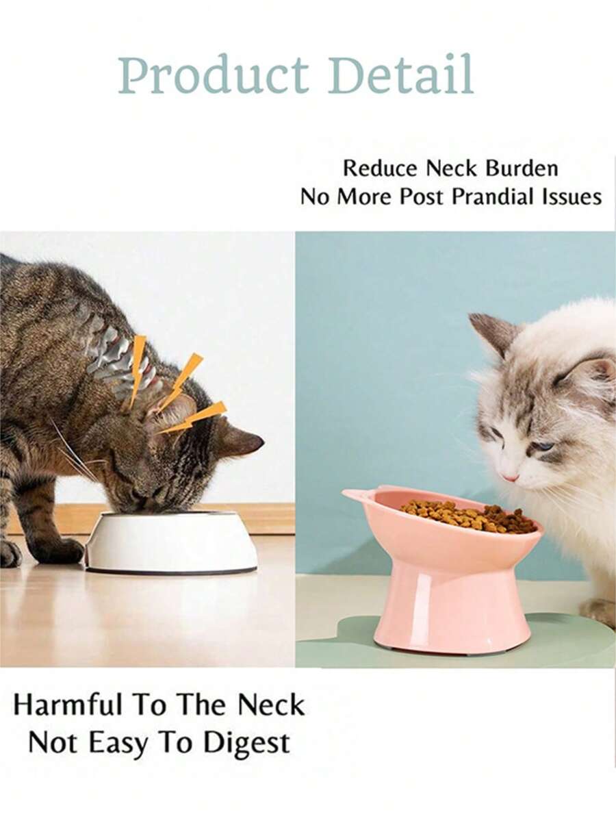 Multicolor ABS 15 degree slanted anti-vomiting pet bowl with stable base and cartoon pattern for indoor cats and dogs.
