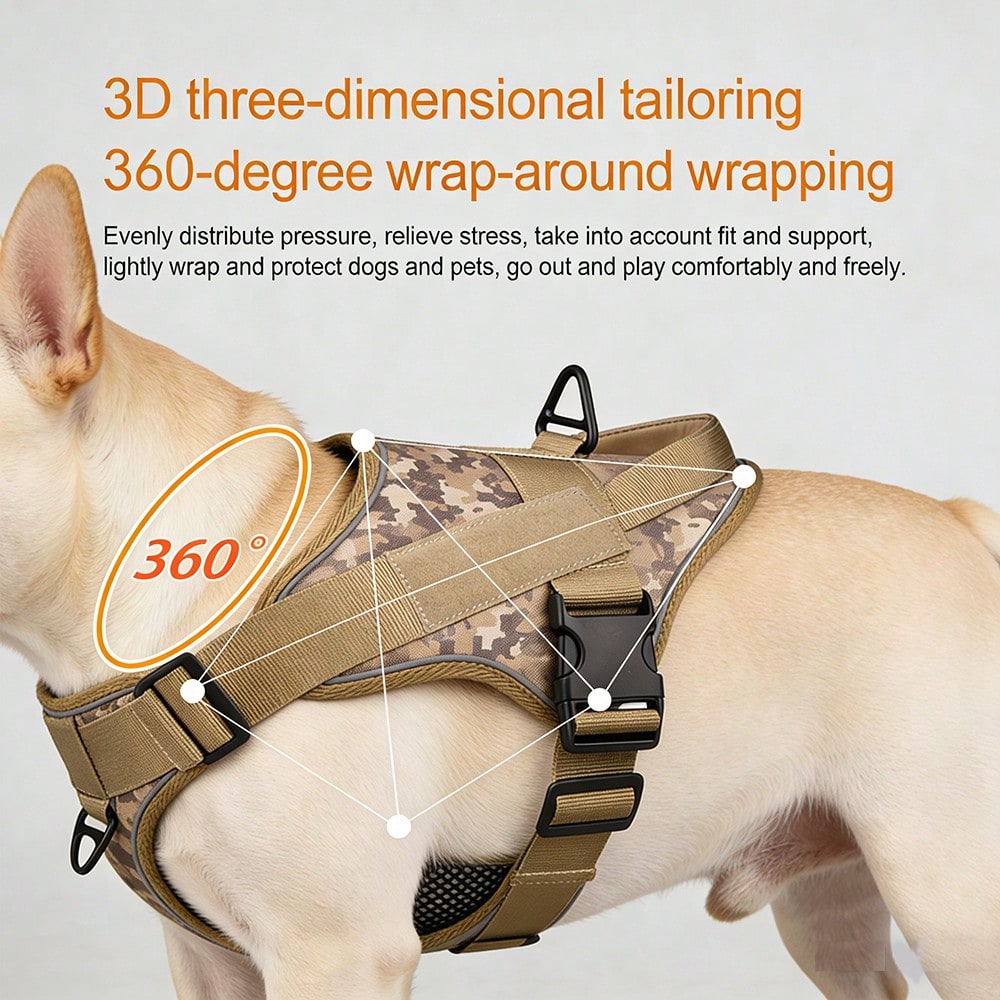 Black anti-pull escape-proof dog vest harness for medium and large dogs, designed for outdoor walking, training, and hiking
