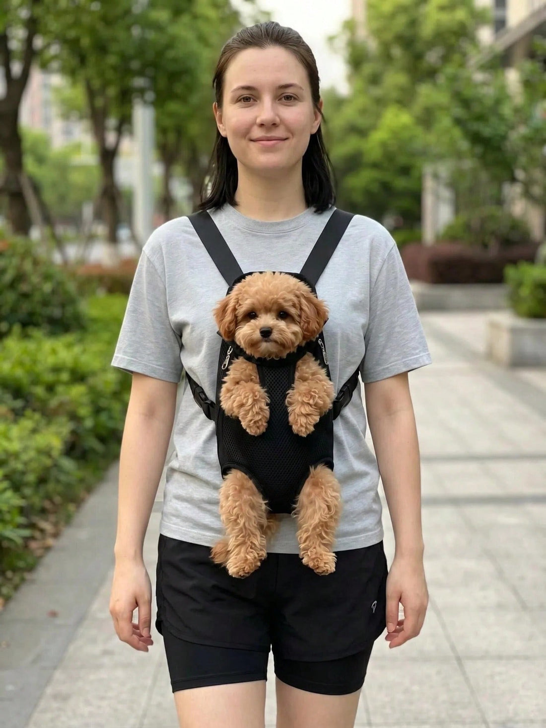 LocalBreathable Mesh Pet Dog Carrier Backpack, Hands-Free Adjustable Front Chest Carrier With Quick Access, Lightweight & Comfortable Legs-Out Puppy Sling For Small Medium Dogs Cats, Perfect For Walking Hiking Travel