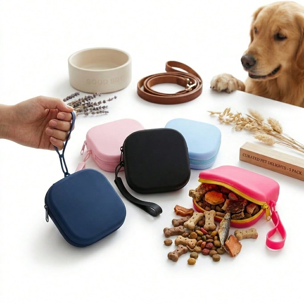 1pc Small Dog Training & Treat Bag With Detachable Shoulder Strap And Zipper Closure - Spill-Proof Mini Portable Pet Carrier Pouch, Suitable For Puppies, Durable Easy-Clean Design, Multiple Colors (Rose Red, Black, Light Blue, Pink, Navy) For Travel