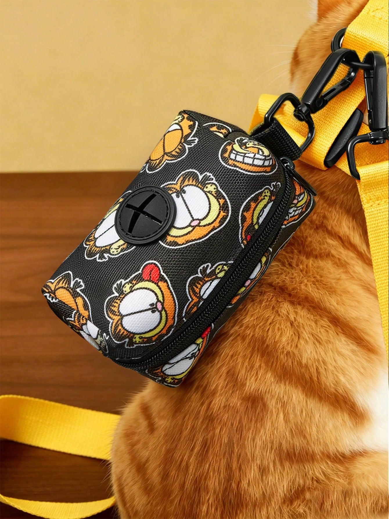 Multicolor cartoon pattern pet collar and leash set with adjustable polyester straps and portable storage bag for cats and dogs