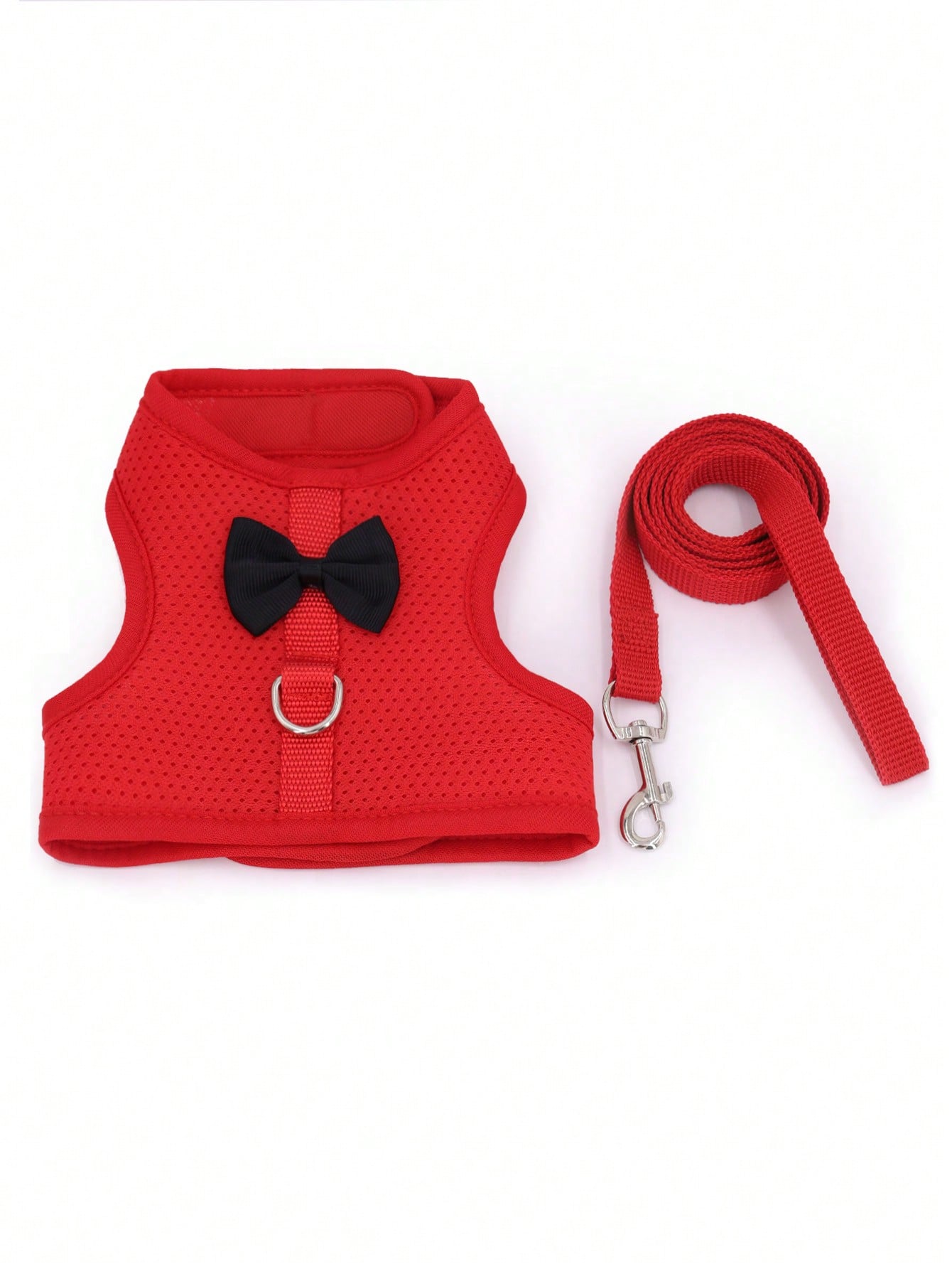 Supet breathable polyester rabbit harness and leash set for small animals in black, designed for supervised outdoor walking and handling.
