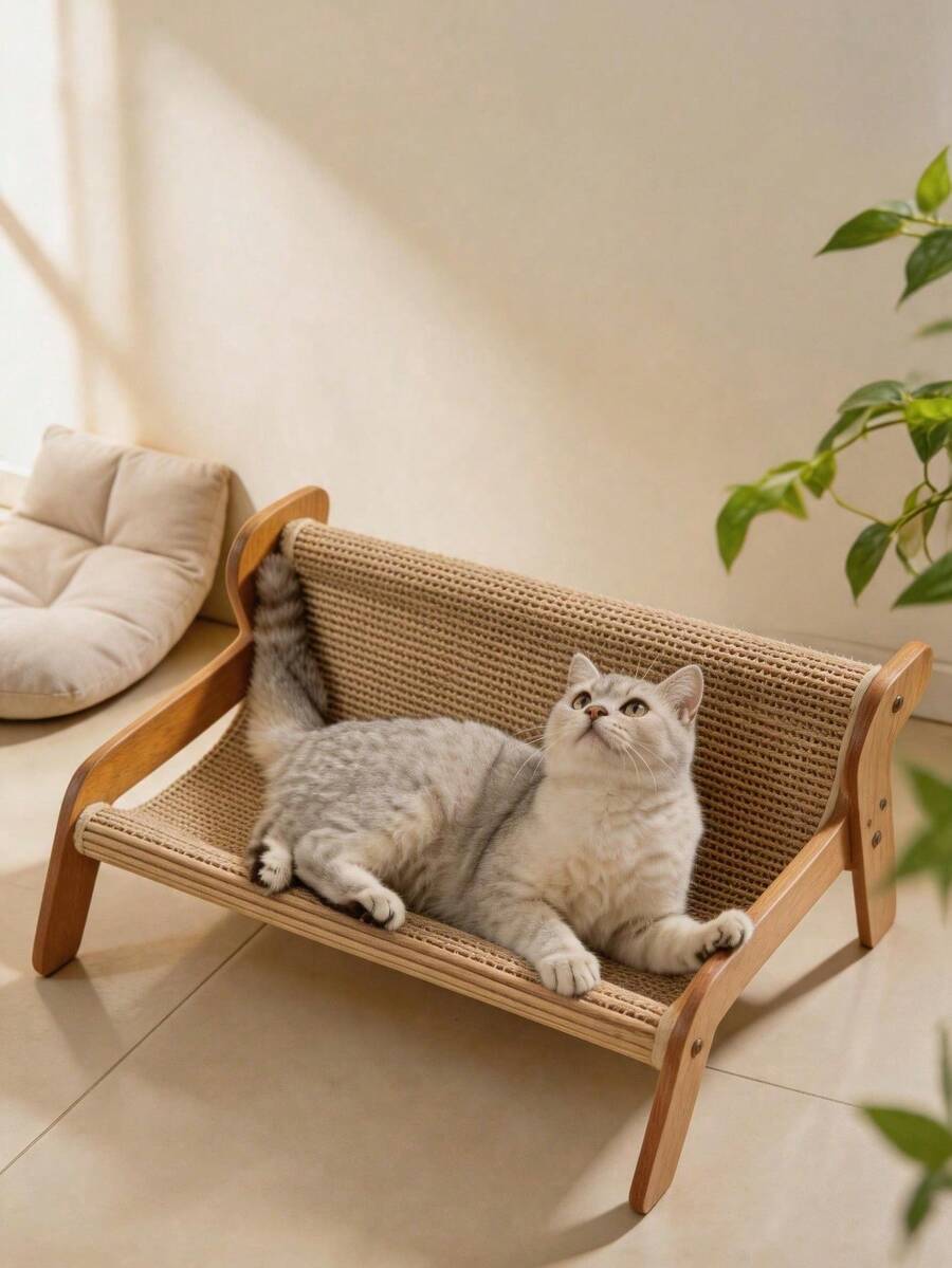 Multicolor sisal cat scratching post with 2-in-1 hammock sofa for cats