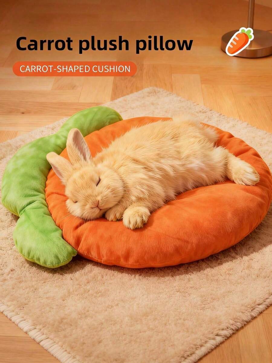 Carrot shaped soft plush pet bed cushion for rabbits and small animals