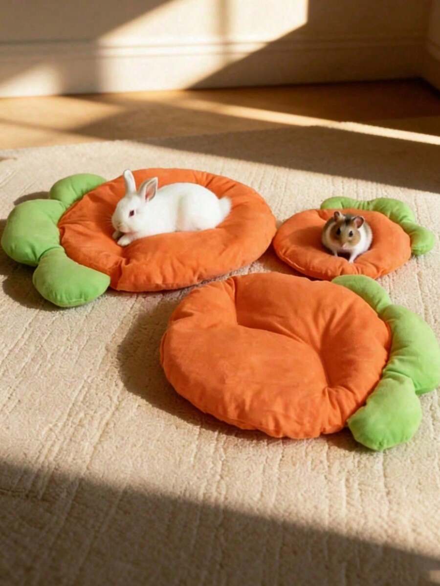 Carrot shaped soft plush pet bed cushion for rabbits and small animals