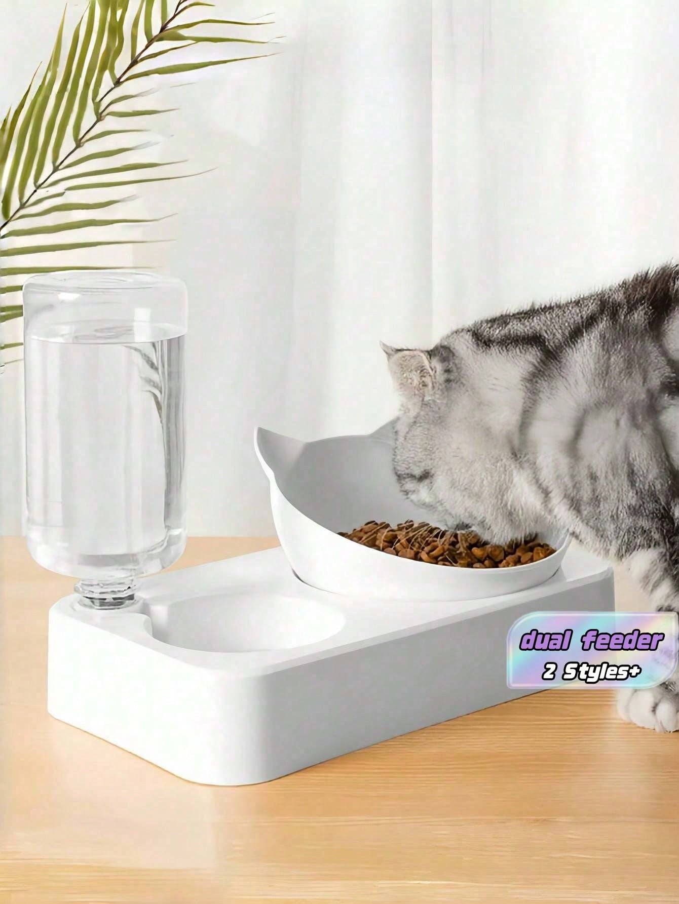 1PC Auto Pet Feeder &Home Water Bowl - Anti-Spill Dual Dispenser For Dogs/Cats, Smart Food & Water Station With Large Capacity,Easy To Clean And Maintain