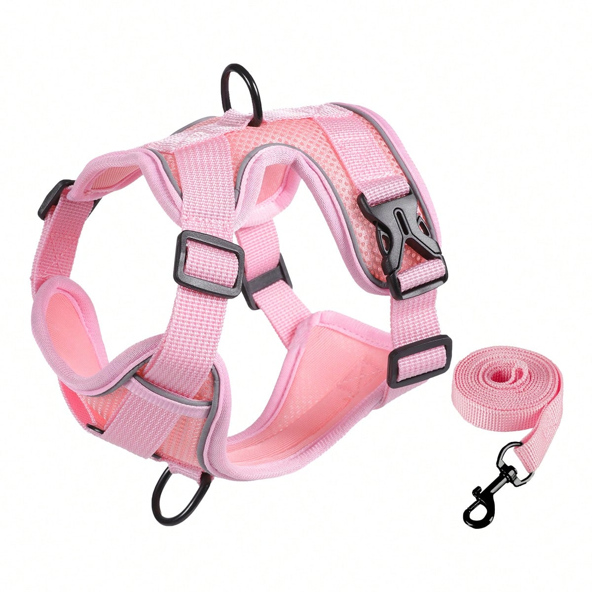 Multicolor cartoon polyester cat walking harness and leash set with soft adjustable escape proof vest design for cats and small dogs