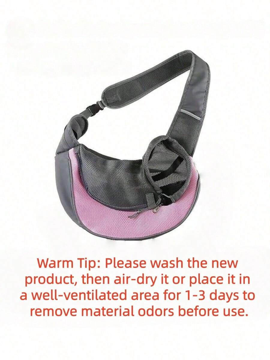 Pink colorblock pet travel tote bag with breathable fabric and single shoulder strap for carrying small cats and dogs