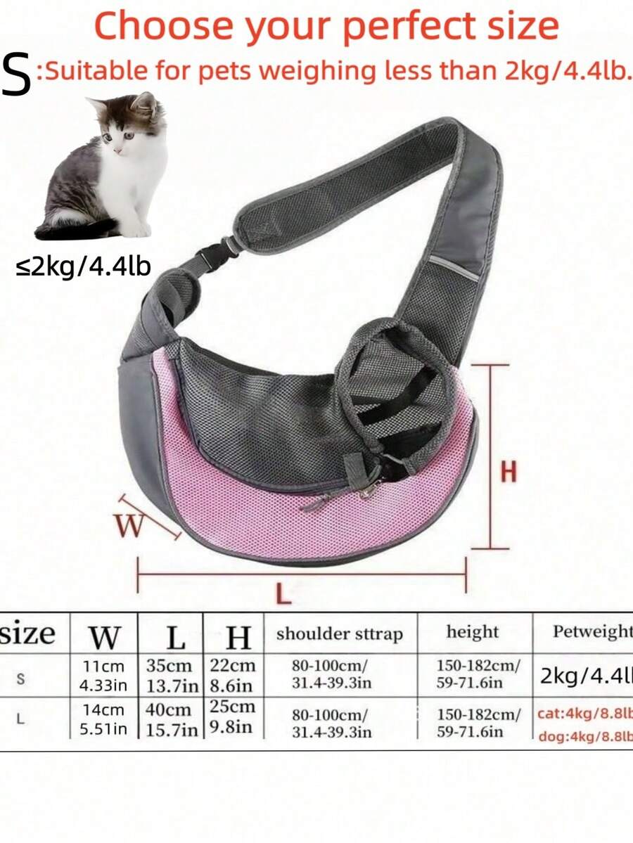 Pink colorblock pet travel tote bag with breathable fabric and single shoulder strap for carrying small cats and dogs