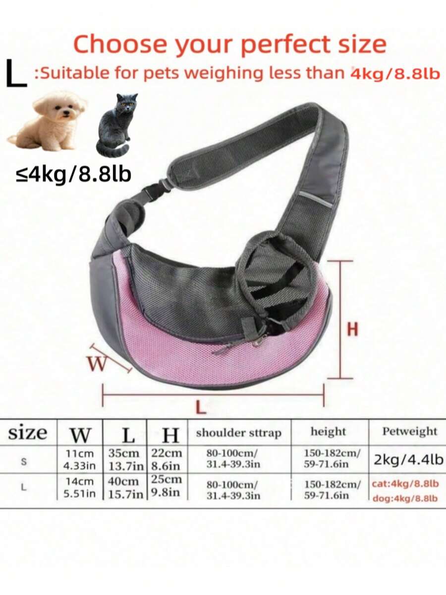 Pink colorblock pet travel tote bag with breathable fabric and single shoulder strap for carrying small cats and dogs