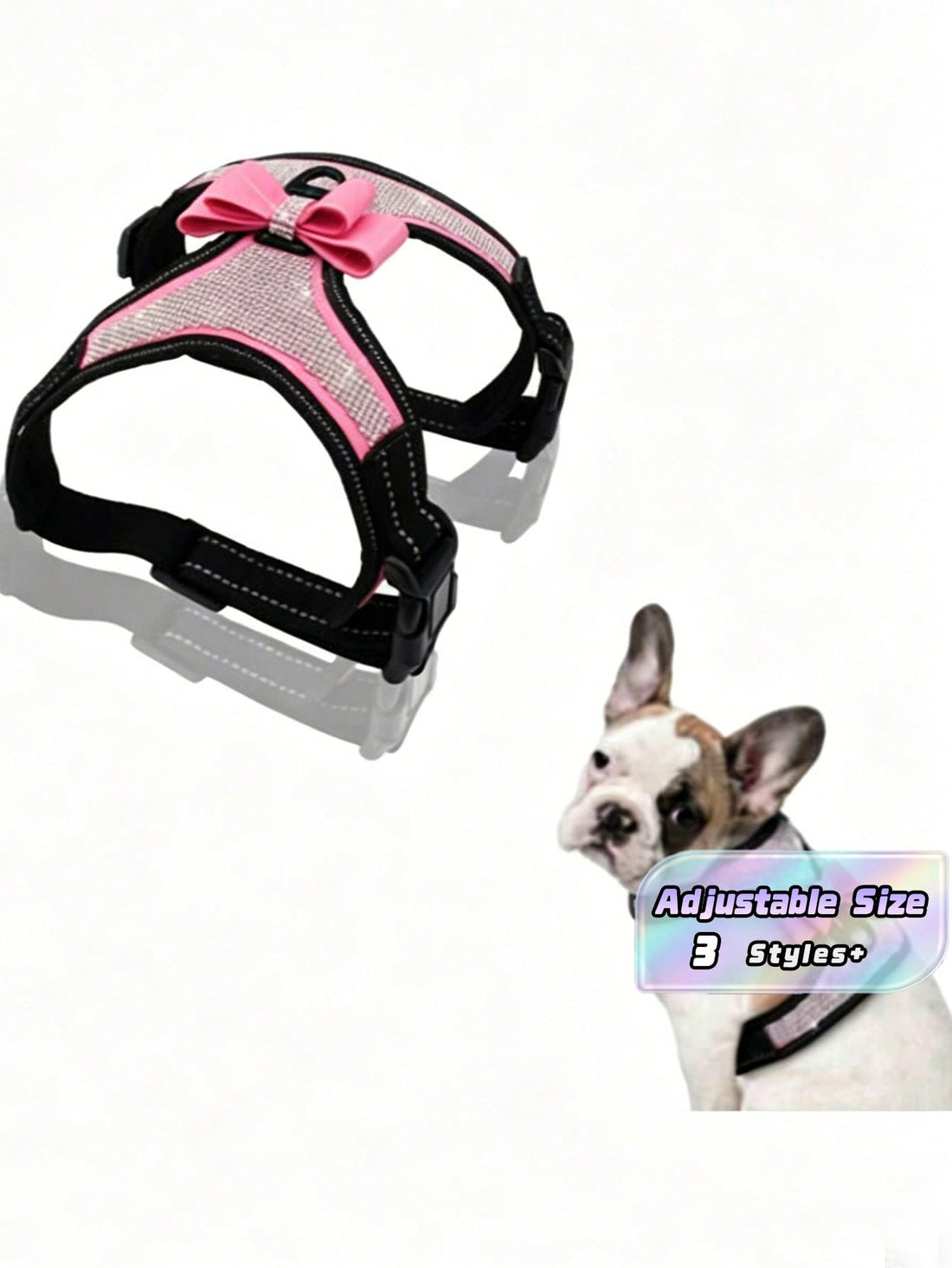 1pc Pink Reflective Plush Sequin Dog Collar, Adjustable Size, Comfortable And Breathable