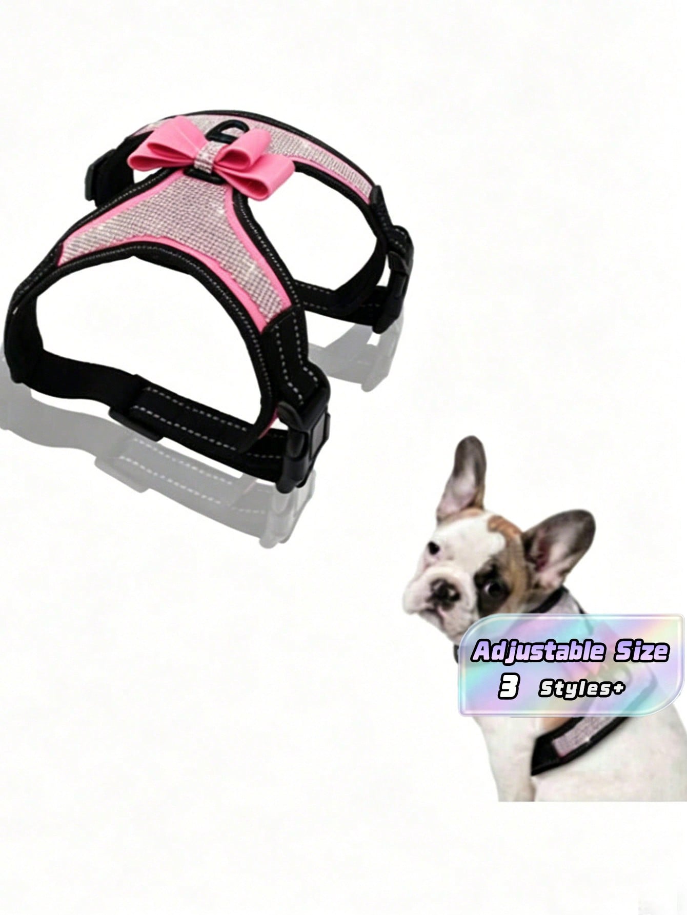 1pc Pink Reflective Plush Sequin Dog Collar, Adjustable Size, Comfortable And Breathable