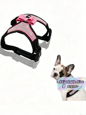 1pc Pink Reflective Plush Sequin Dog Collar, Adjustable Size, Comfortable And Breathable