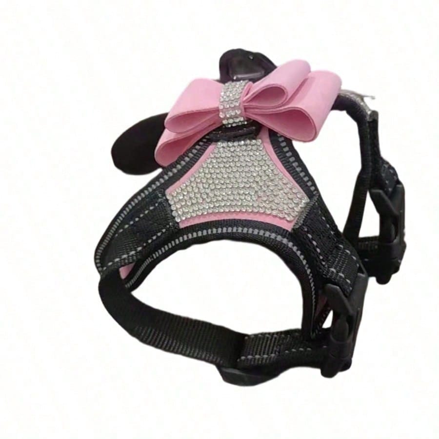 1pc Pink Reflective Plush Sequin Dog Collar, Adjustable Size, Comfortable And Breathable