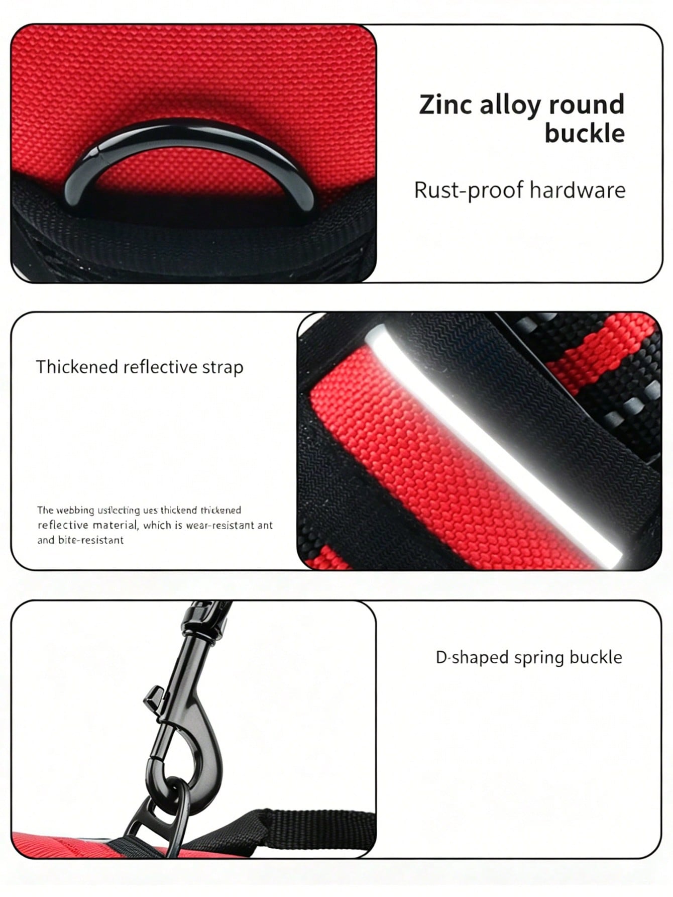 Red reflective breathable vest-style dog and cat harness set with 1.5-meter leash and Christmas pattern