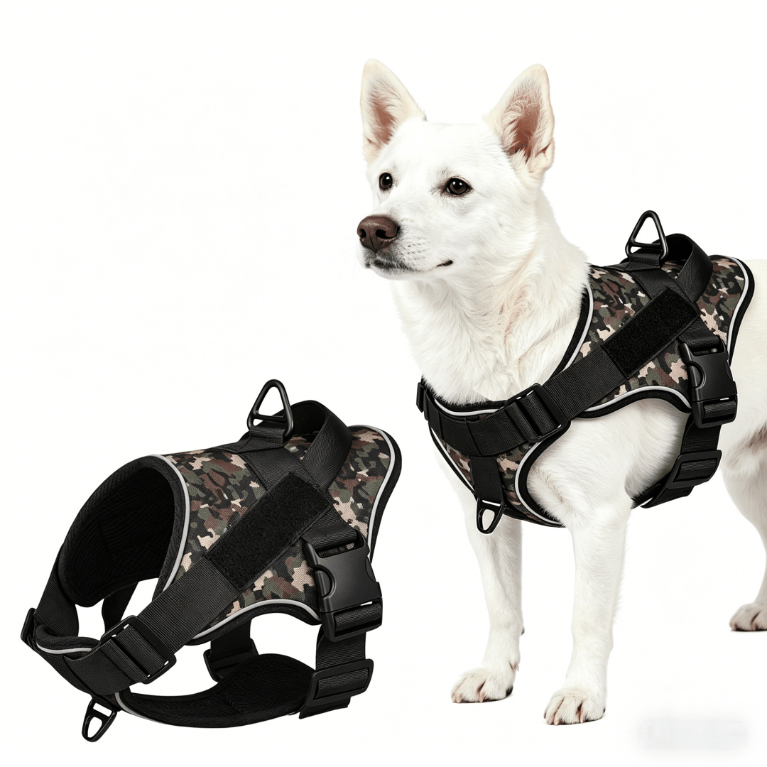 Black anti-pull escape-proof dog vest harness for medium and large dogs, designed for outdoor walking, training, and hiking