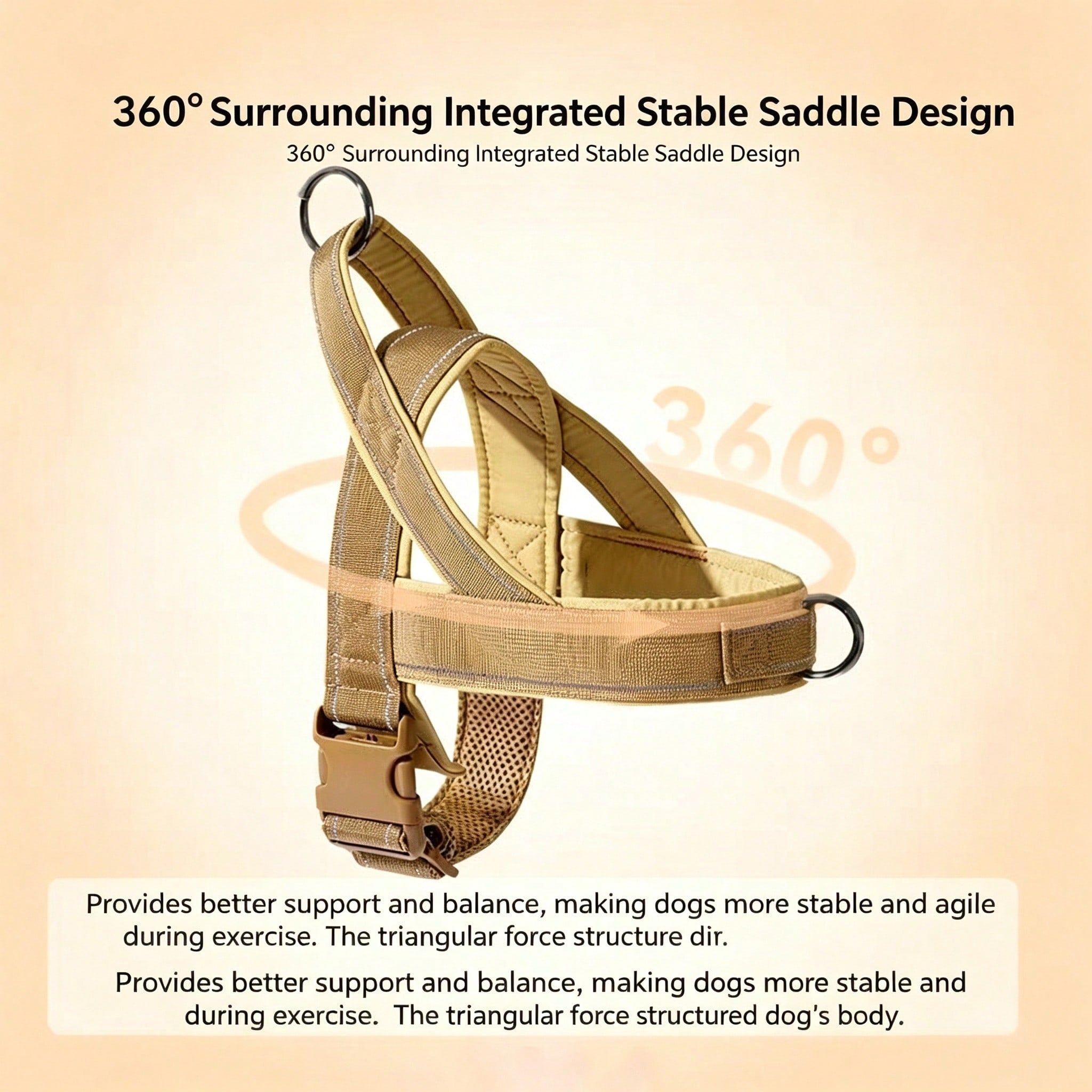 Adjustable reflective nylon padded tactical dog harness vest with leash for medium to large dogs, designed for outdoor walking, hiking, and daily use.