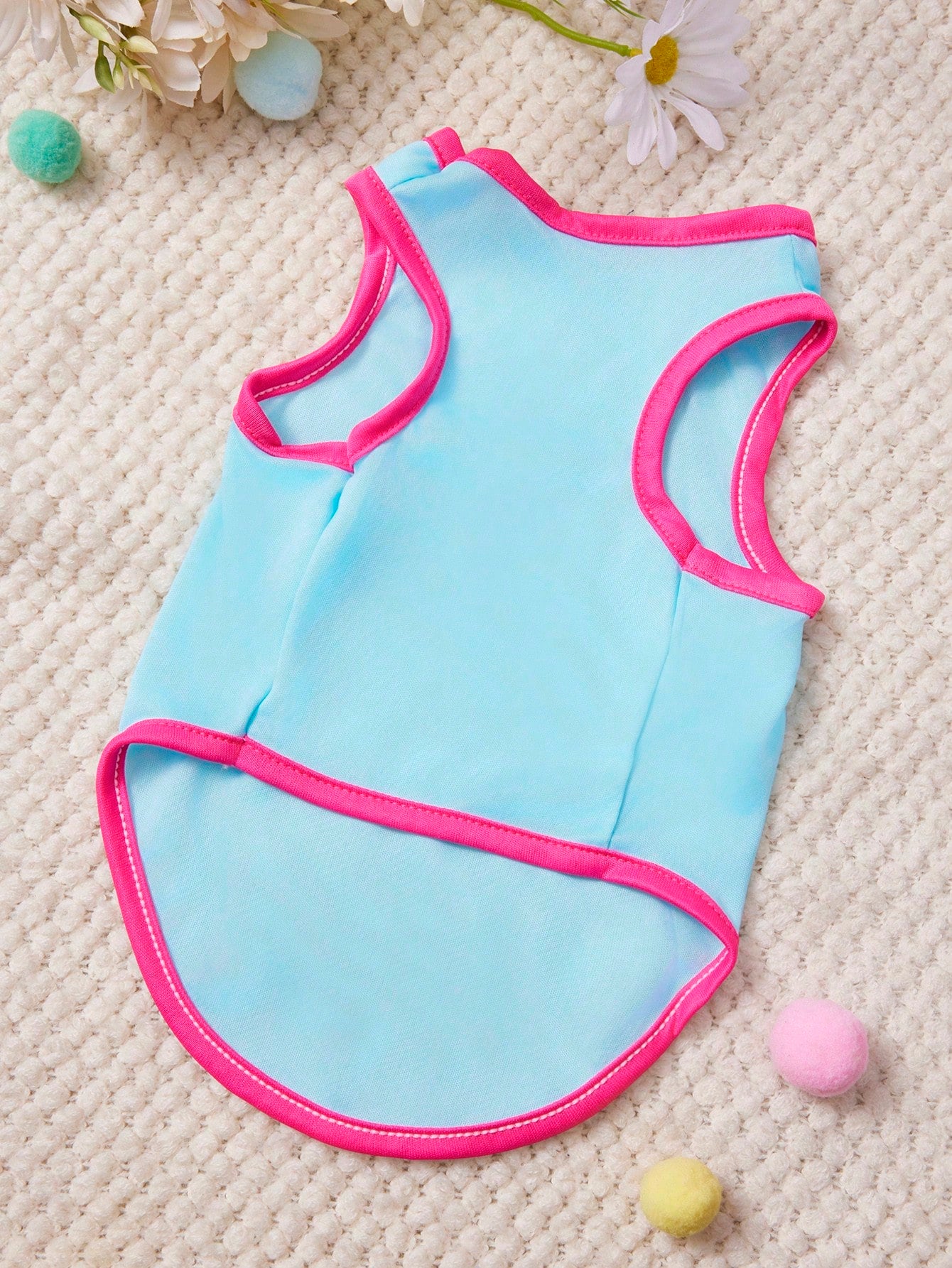 1pc Leopard Print Bow Pink Letter Pattern Blue Pink Patchwork Pet Vest, Casual Style, Soft And Breathable