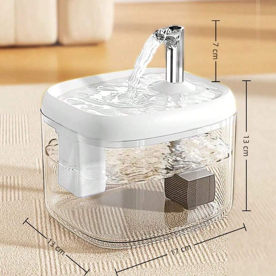 Automated 1.5L circulating cat water fountain made of durable ABS material with USB power interface for continuous pet hydration.