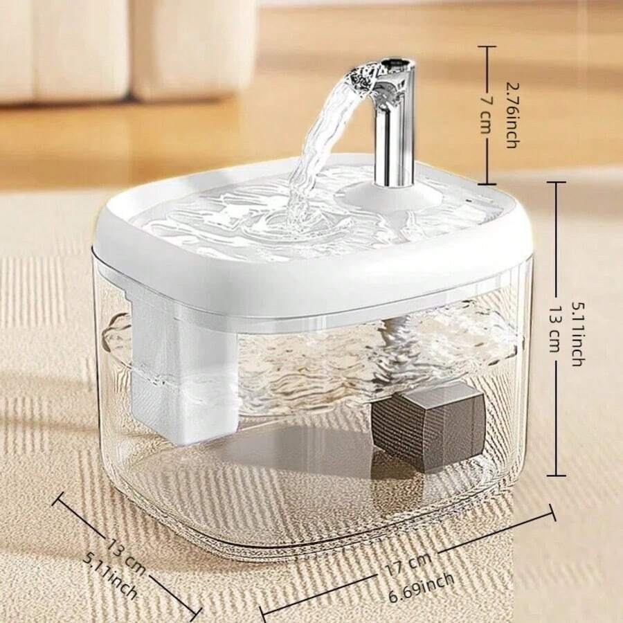 Automated 1.5L circulating cat water fountain made of durable ABS material with USB power interface for continuous pet hydration.