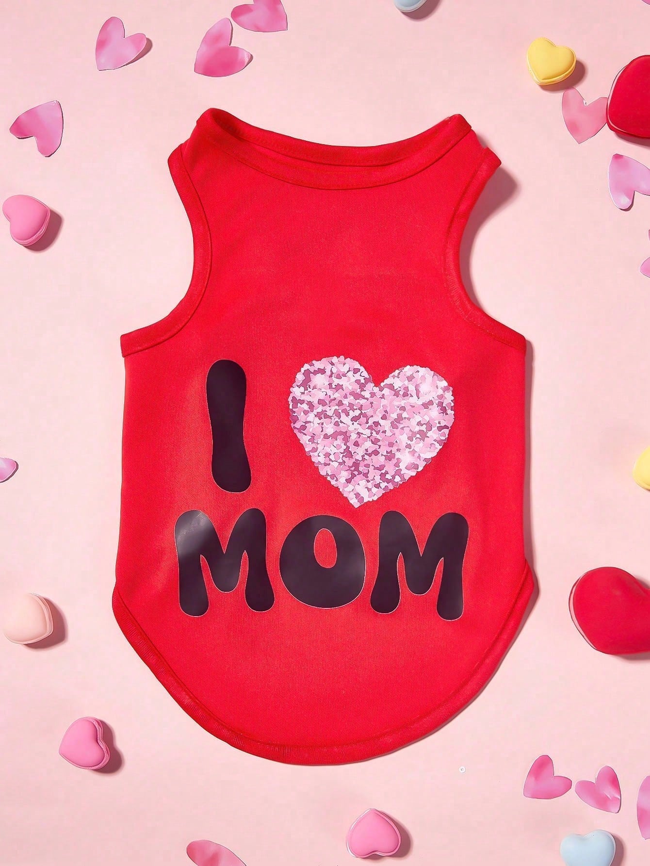 2pcs I Love DAD And I Love MOM Heart-Shaped Printed Pet Dog/Cat Vest, Suitable For Pet Dogs And Cats, Fashionable Design For Valentine's Day