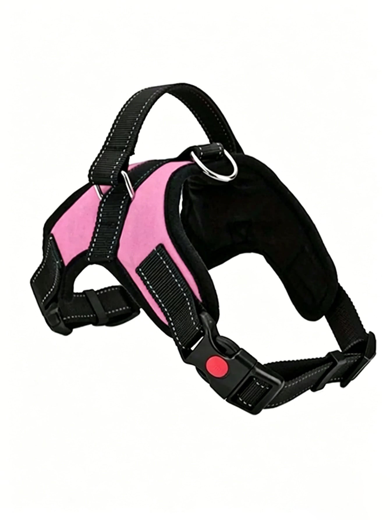 Baby pink colorblock polyester dog harness leash with reflective anti-pull design, breathable fit, and handle for small, medium, and large dogs