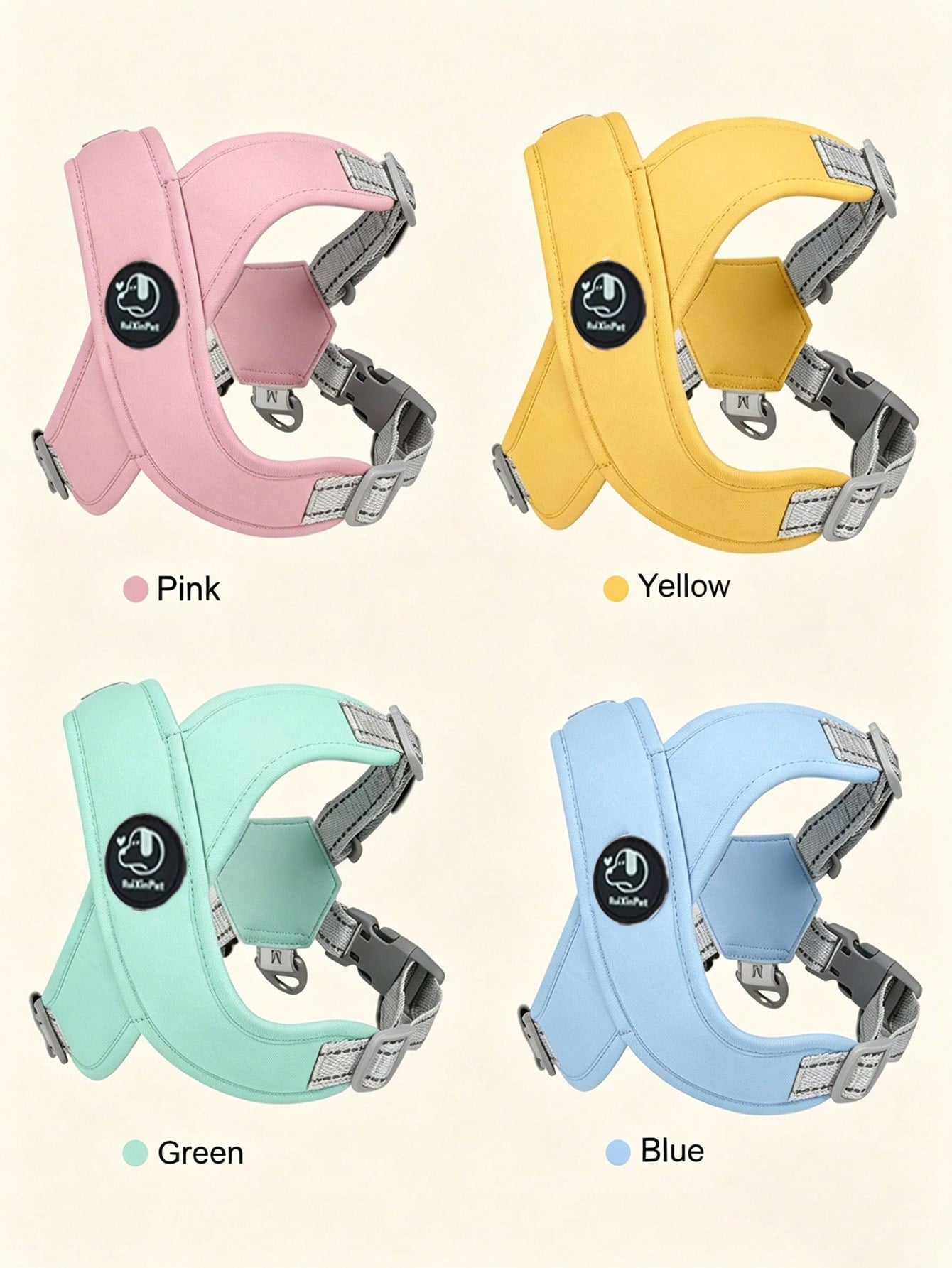 Multicolor cartoon polyester pet harness and leash set with adjustable breathable vest for cats and dogs, suitable for outdoor walking.