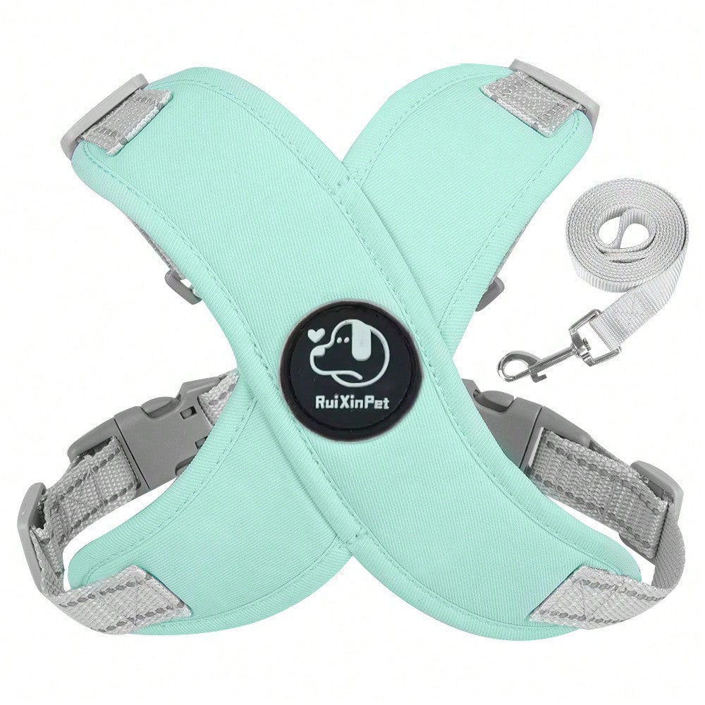 Multicolor cartoon polyester pet harness and leash set with adjustable breathable vest for cats and dogs, suitable for outdoor walking.