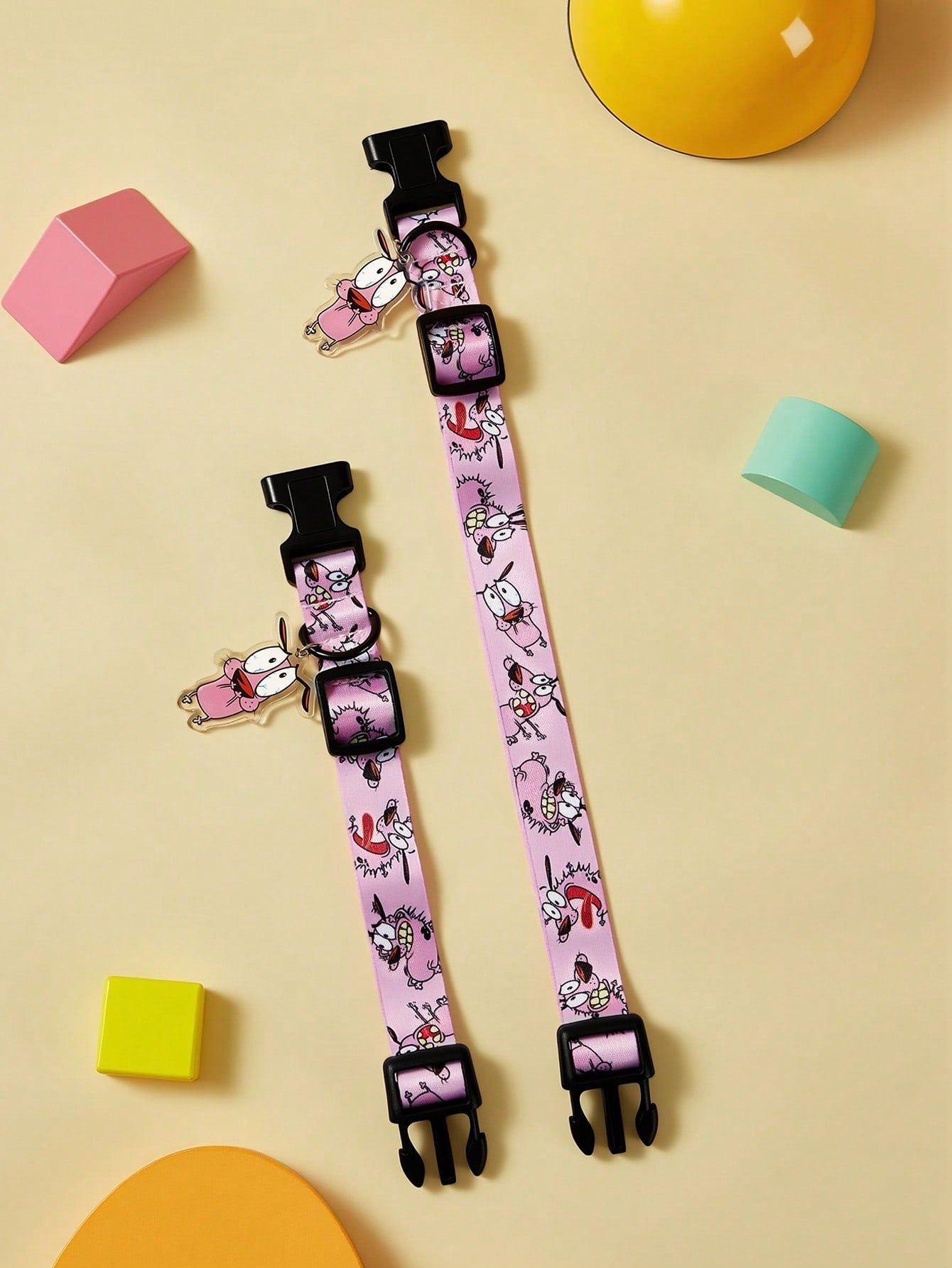 Multicolor cartoon pattern pet collar and leash set with adjustable polyester straps and portable storage bag for cats and dogs