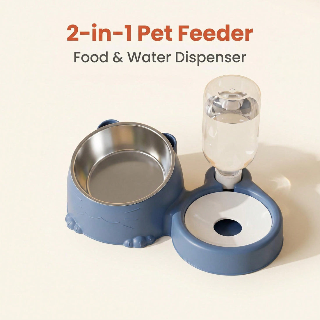 2-in-1 automatic pet food and water bowl set made of PP plastic for cats and small dogs